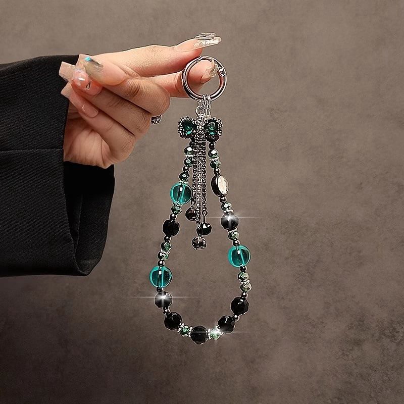 Crystal Faux Phone Strap Bow