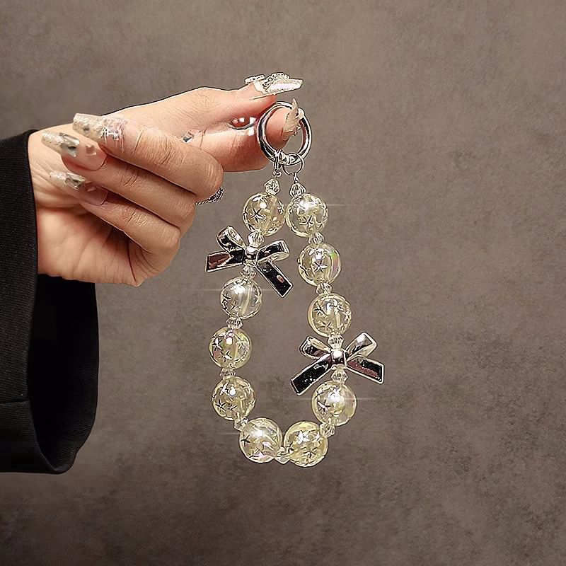 Faux Phone Crystal Strap Bow