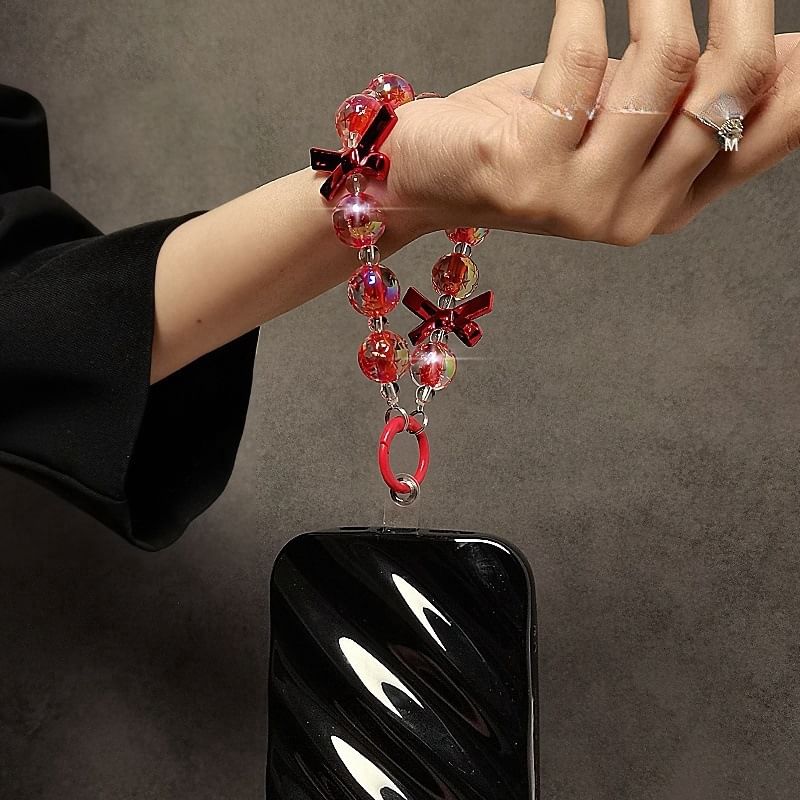 Faux Phone Crystal Strap Bow