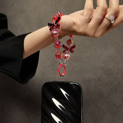 Faux Phone Crystal Strap Bow