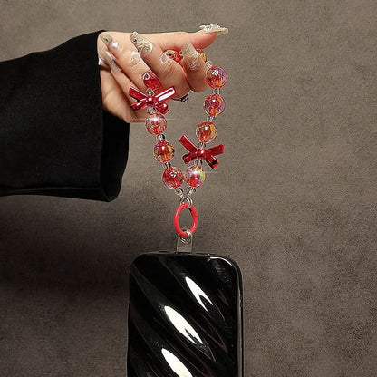 Faux Phone Crystal Strap Bow