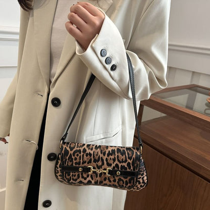 Leopard Print Flap Shoulder Bag