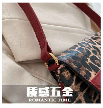 Leopard Print Flap Shoulder Bag