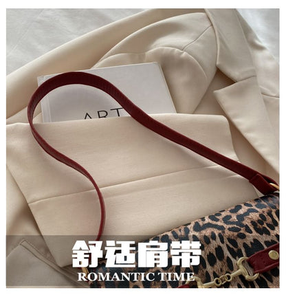 Leopard Print Flap Shoulder Bag