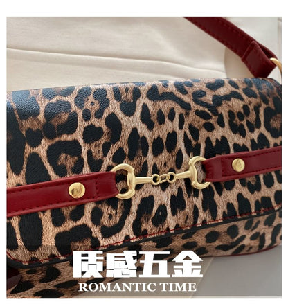 Leopard Print Flap Shoulder Bag