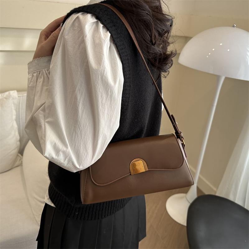 Faux Leather Flap Shoulder Bag
