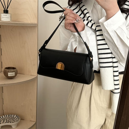 Faux Leather Flap Shoulder Bag