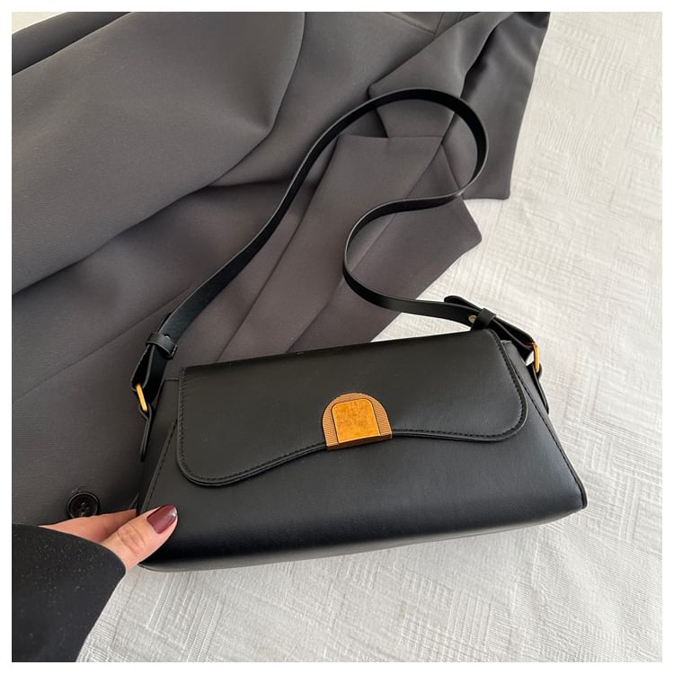 Faux Leather Flap Shoulder Bag