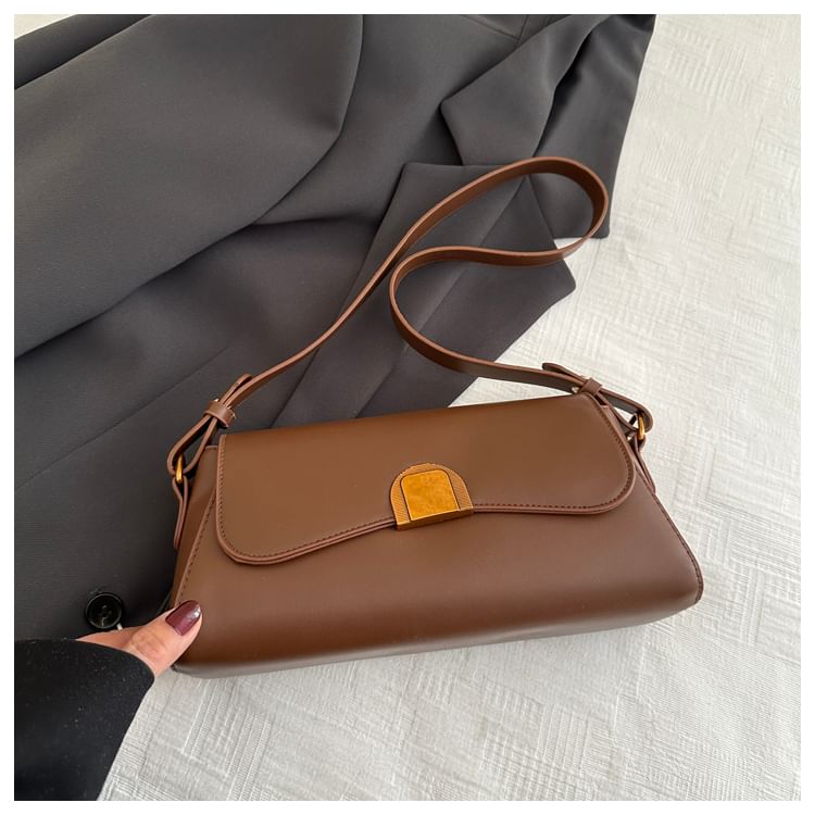 Faux Leather Flap Shoulder Bag