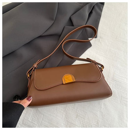 Faux Leather Flap Shoulder Bag