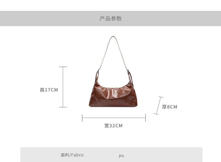 Faux Leather Grommet Shoulder Bag