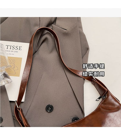 Faux Leather Grommet Shoulder Bag
