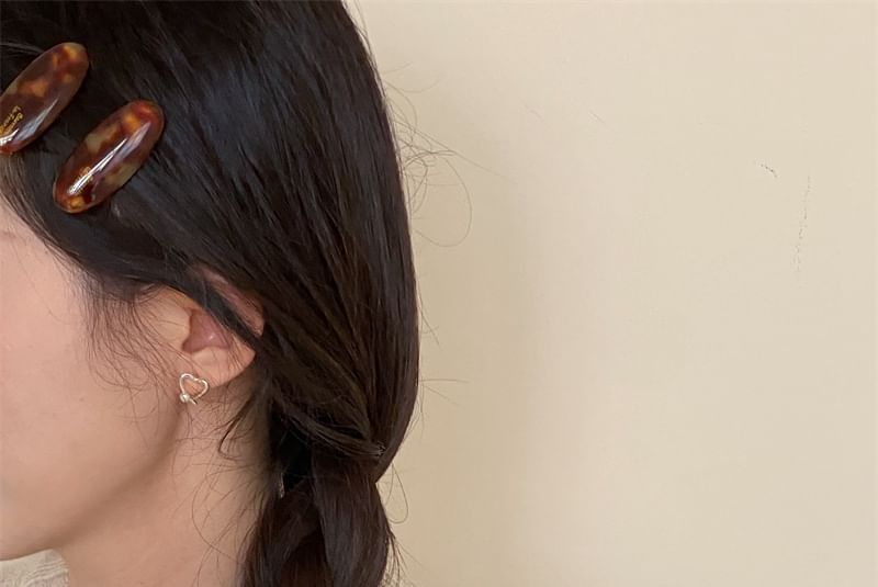 Pearl 925 Heart Stud Faux Sterling Earring Silver