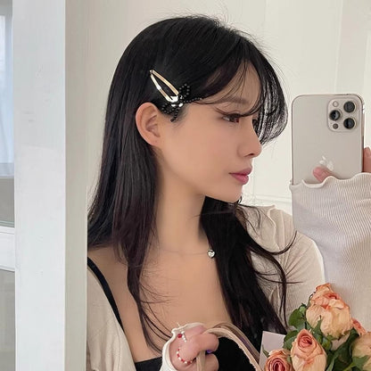 Alloy Clip Beaded Bow Hair Set