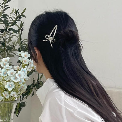 Alloy Clip Beaded Bow Hair Set