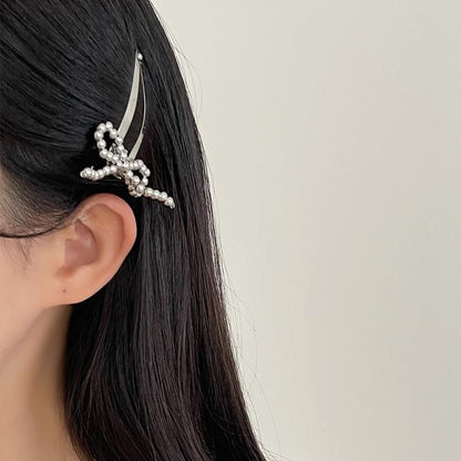 Alloy Clip Beaded Bow Hair Set