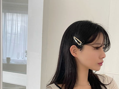 Alloy Clip Beaded Bow Hair Set