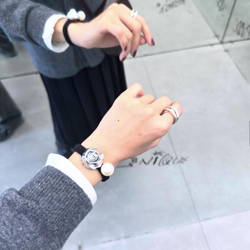 Hair Faux Tie Flower Pearl