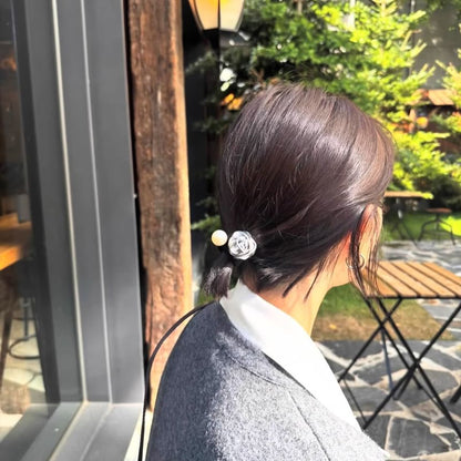 Hair Faux Tie Flower Pearl