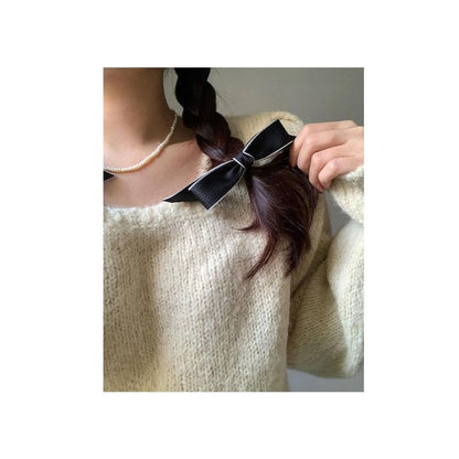 / Contrast Trim Set Hair Bow Clip