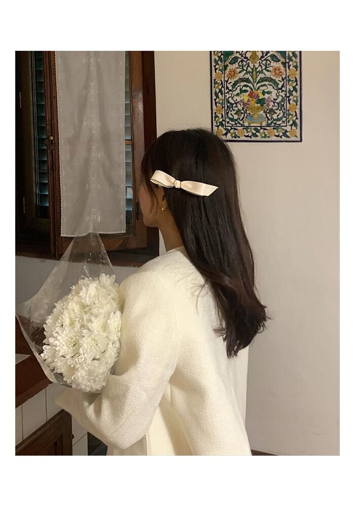 / Contrast Trim Set Hair Bow Clip