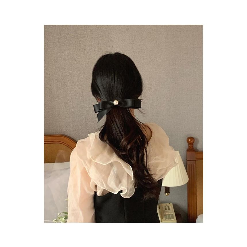 Bow Faux Clip Pearl Hair