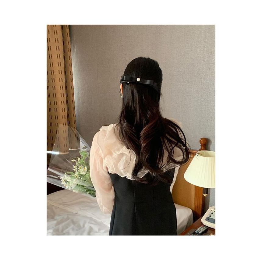 Bow Faux Clip Pearl Hair