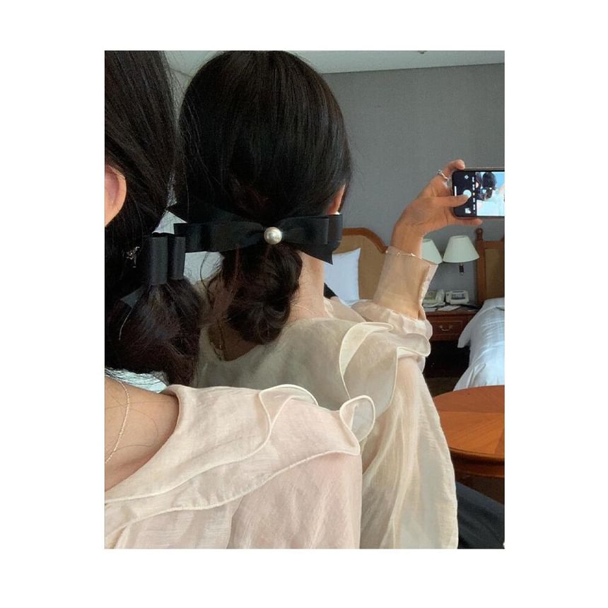 Bow Faux Clip Pearl Hair
