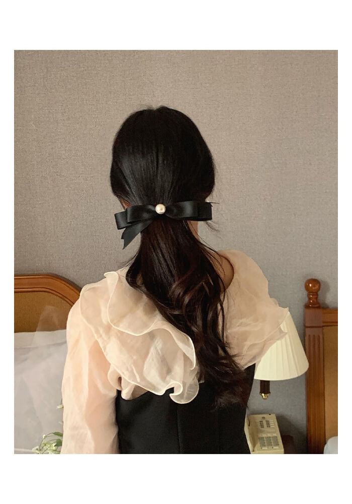 Bow Faux Clip Pearl Hair