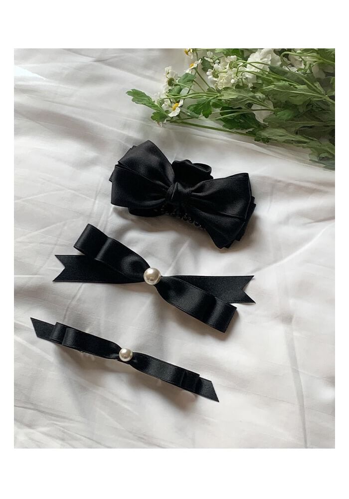 Bow Faux Clip Pearl Hair