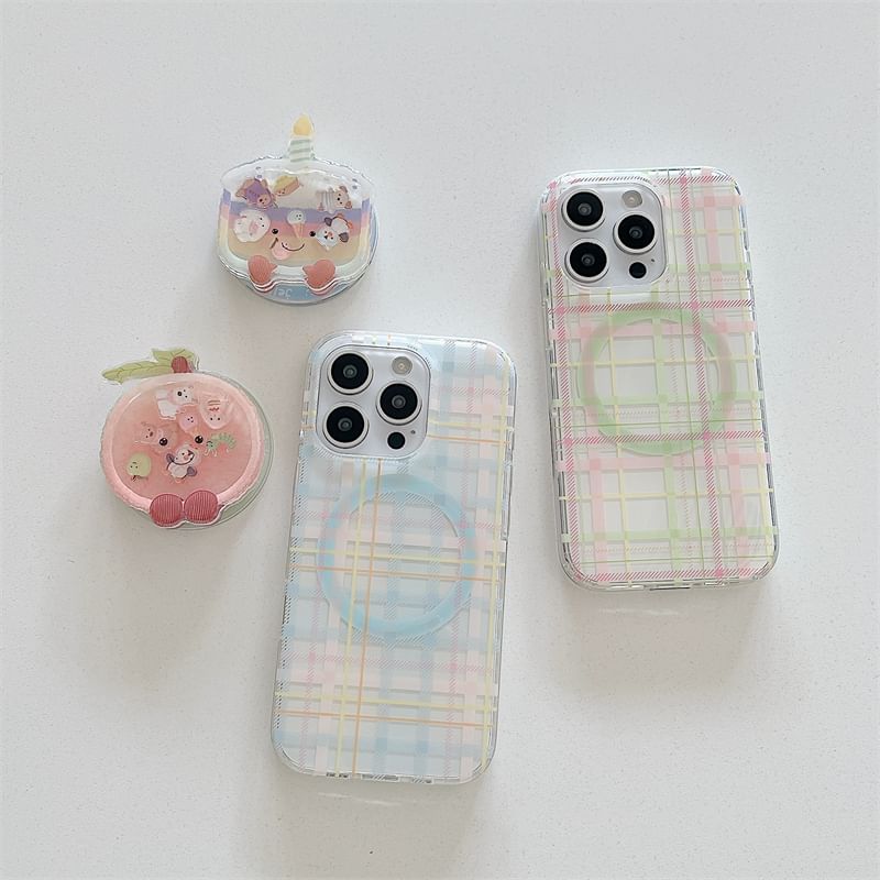 with (Compatible Case Phone Plaid Magnetic MagSafe)
