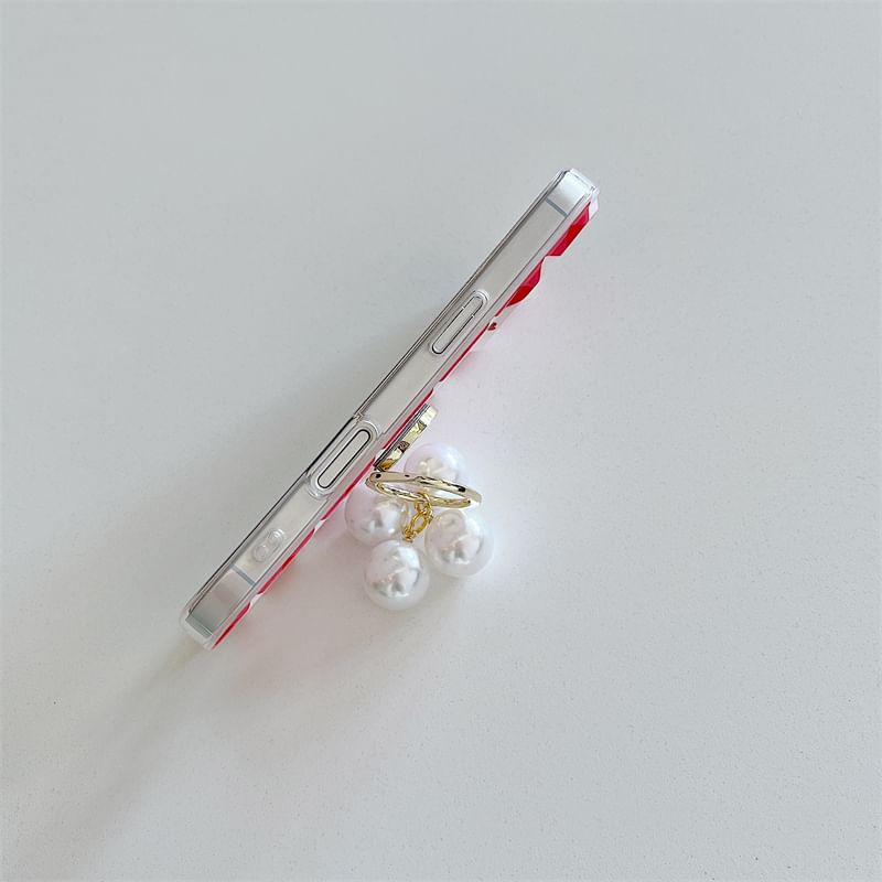 Faux Set Heart Phone Case Ring Pearl Finger /