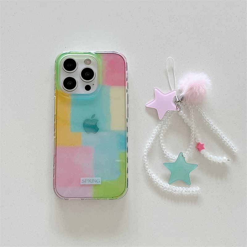 Set Phone Block Color Strap Case /