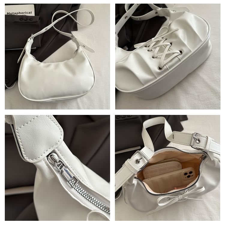 Lace-Up Plain Hobo Bag