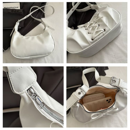 Lace-Up Plain Hobo Bag