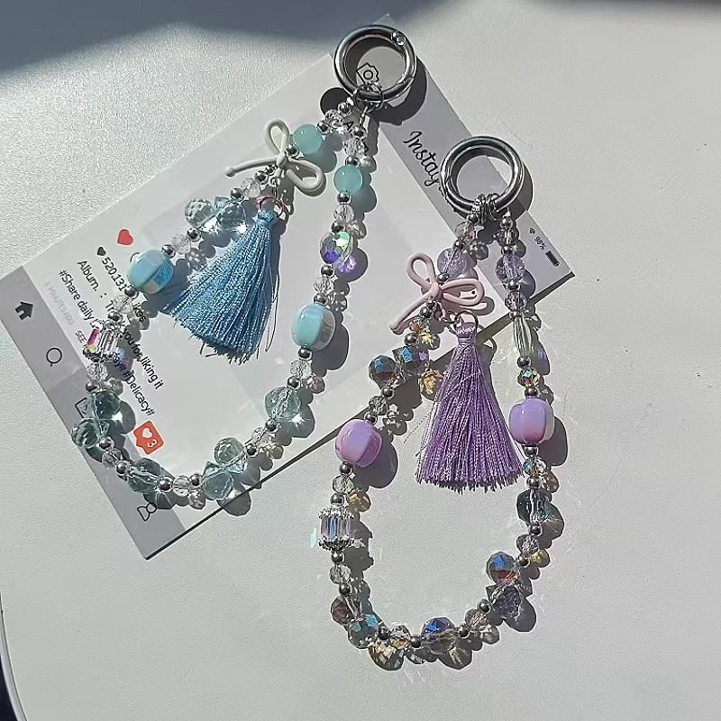 Lanyard Crystal Pad with Phone Faux Strap Bow