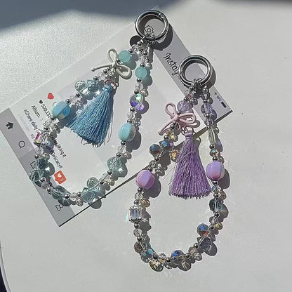 Lanyard Crystal Pad with Phone Faux Strap Bow