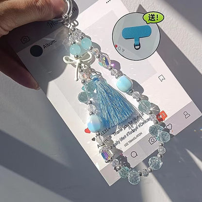 Lanyard Crystal Pad with Phone Faux Strap Bow