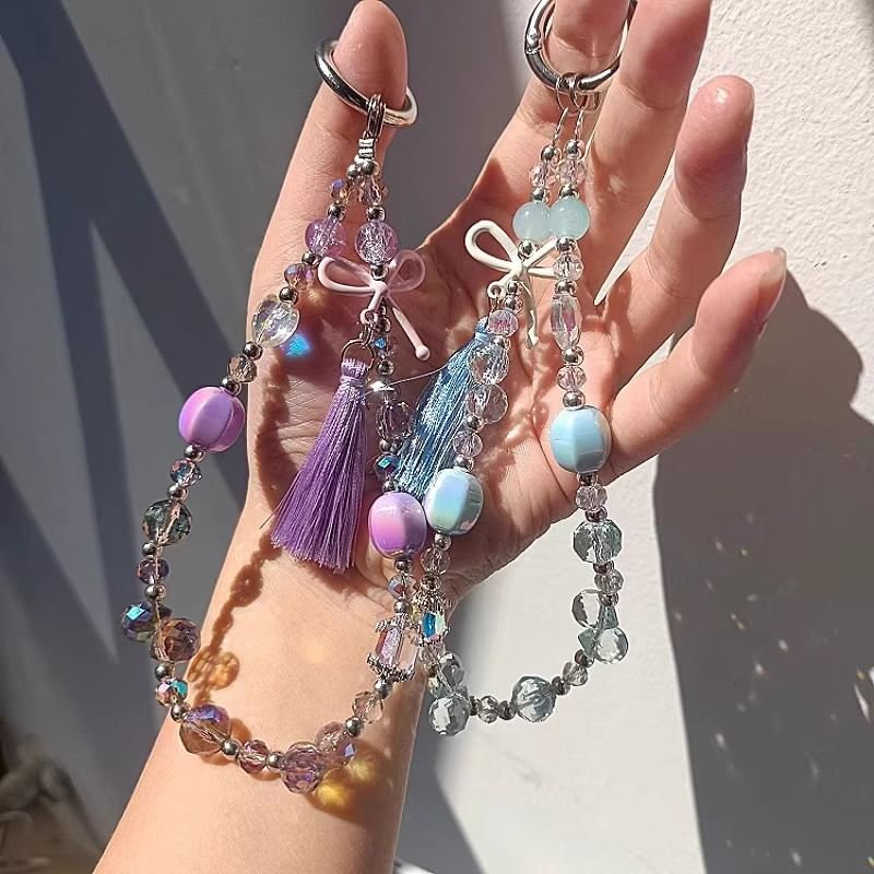 Lanyard Crystal Pad with Phone Faux Strap Bow