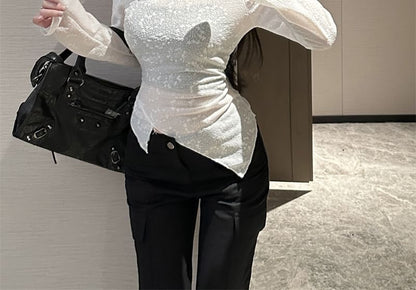 One-Shoulder Asymmetric Top & Lace Cami Set