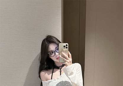 One-Shoulder Asymmetric Top & Lace Cami Set