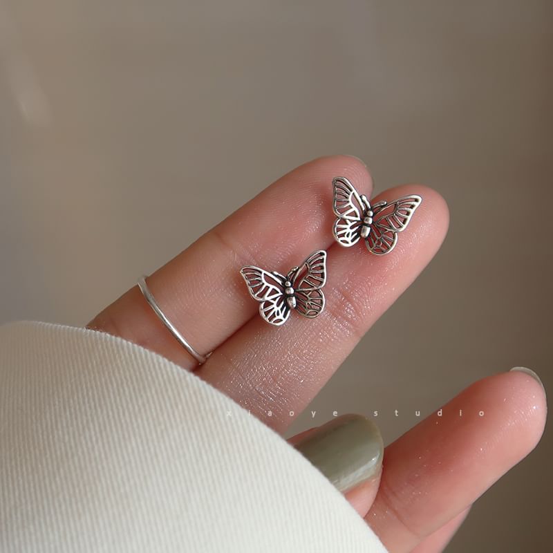 Sterling S925 Stud Silver Earring Butterfly