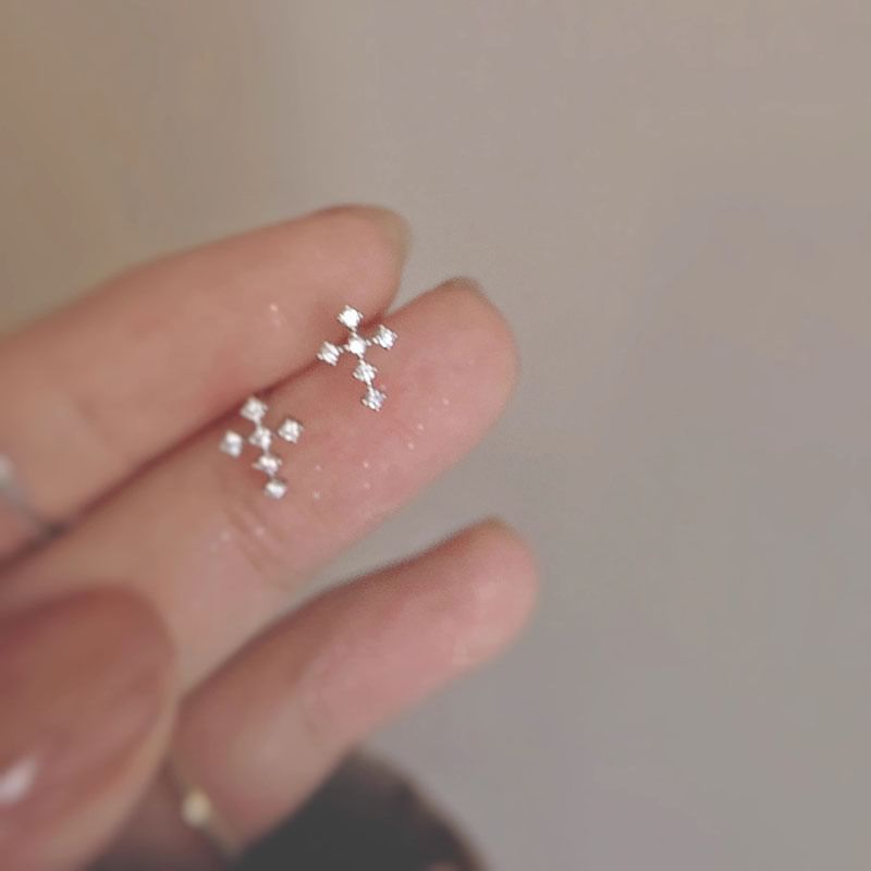 Earring Alloy Cross Rhinestone Stud