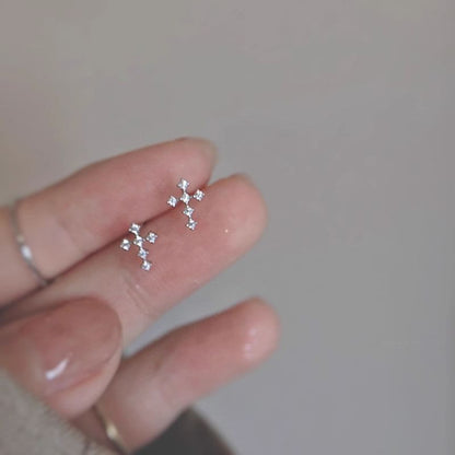 Earring Alloy Cross Rhinestone Stud