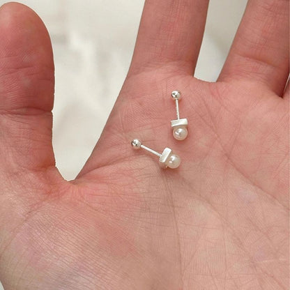 Pearl Barbell Faux Alloy Earring