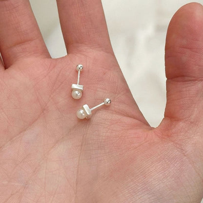 Pearl Barbell Faux Alloy Earring