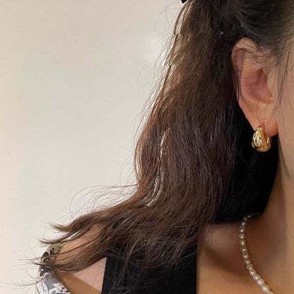 Earring Alloy Polished Rhinestone Huggie