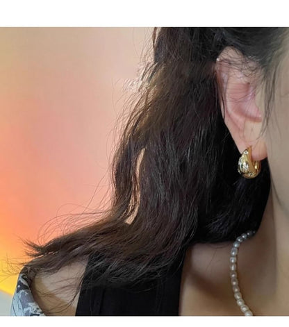 Earring Alloy Polished Rhinestone Huggie