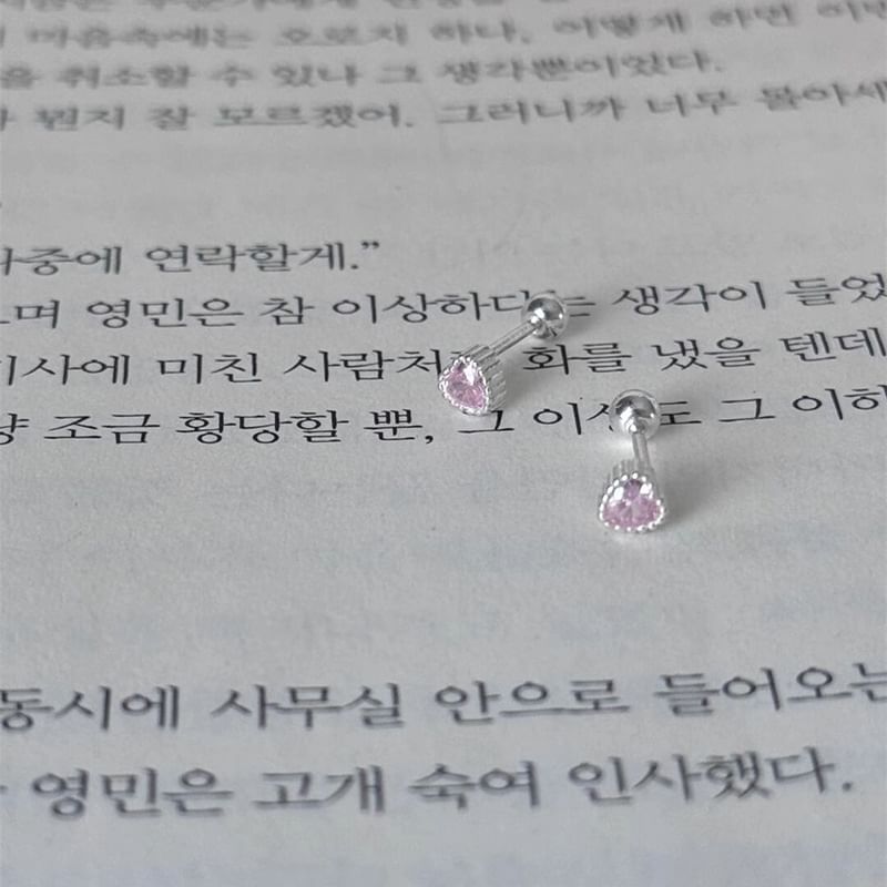 Rhinestone Stud Heart Earring Alloy