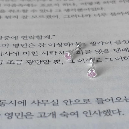 Rhinestone Stud Heart Earring Alloy